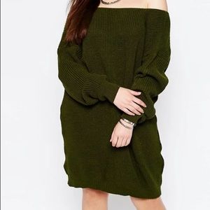 😍BOGO NWOT Knit Off the Shoulder Sweater Dress